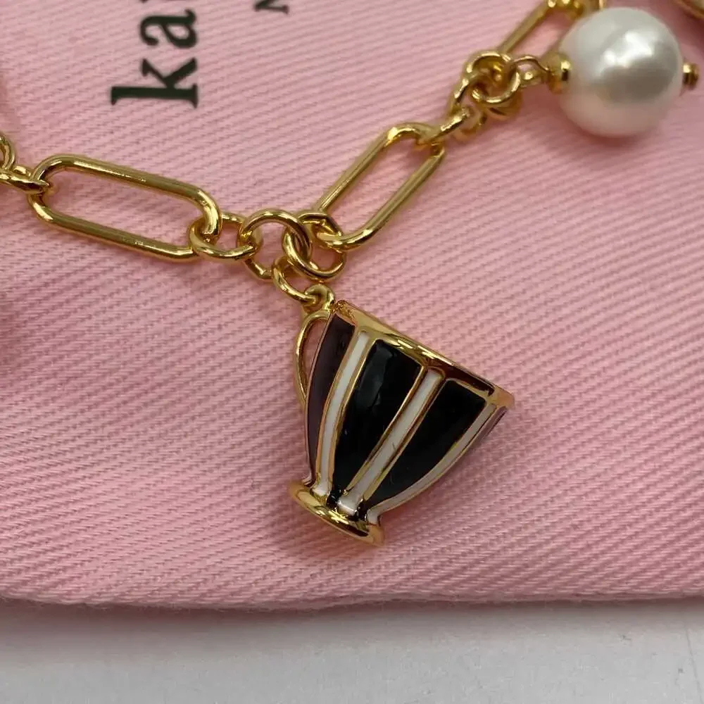 Kate Spade Gold Black Tea Time Teacup Charm Bracelet | OS - Picture 7 of 8
